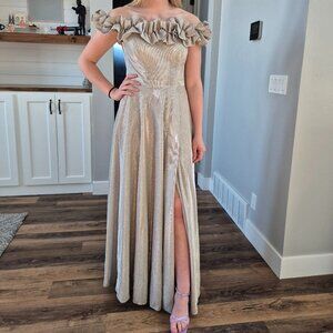Shimmery Gold Prom Dress
